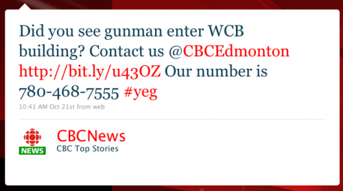 CBCNews: Did you see gunman enter WCB building? Contact us @CBCEdmonton